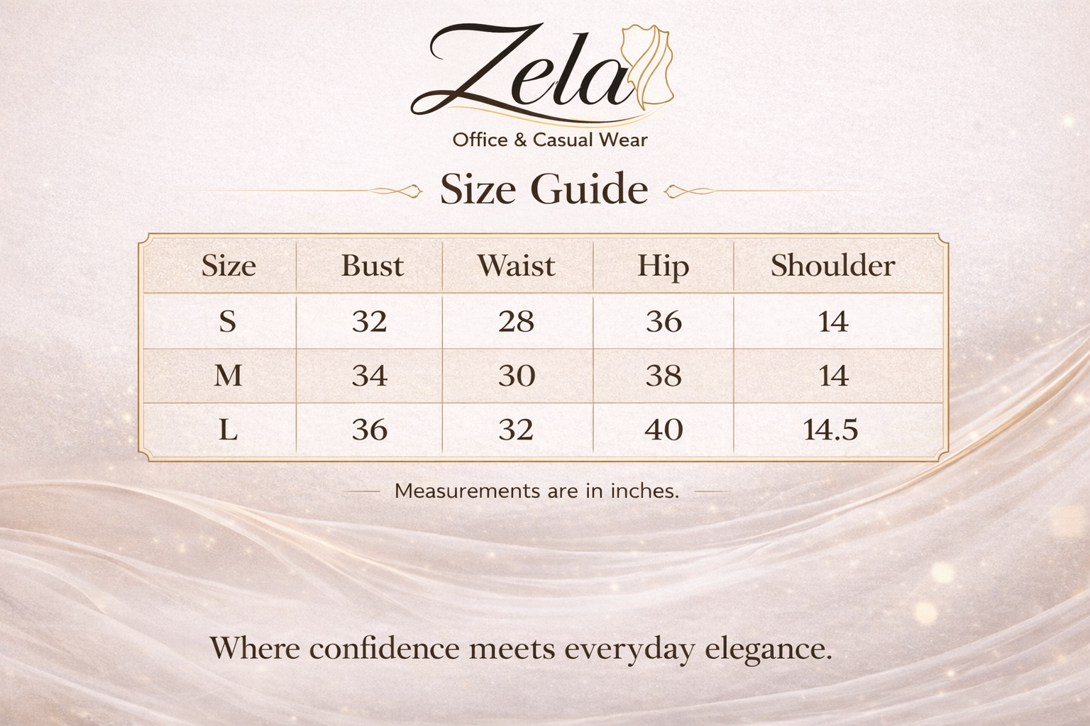 Dress size chart